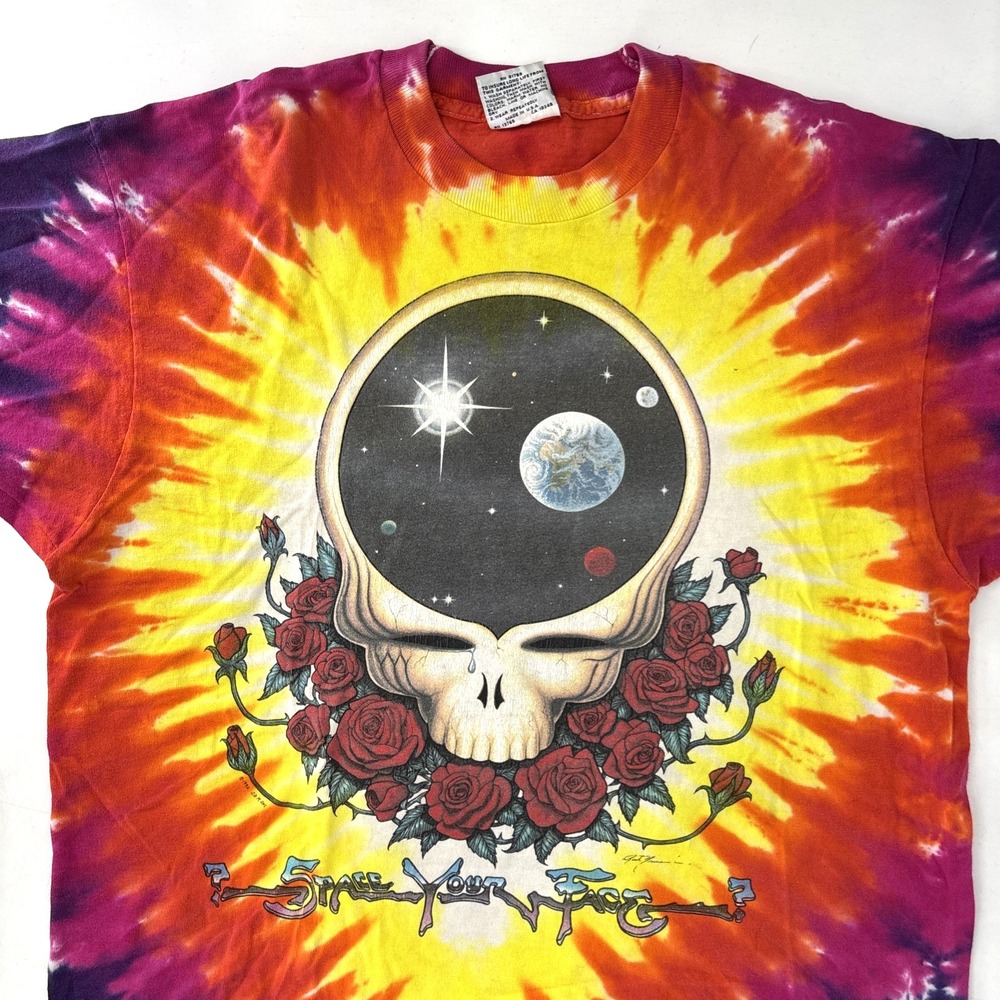 Vintage Grateful Dead Liquid Blue Space your Face Tie Dye T-Shirt Size Mens L - Picture 3 of 14
